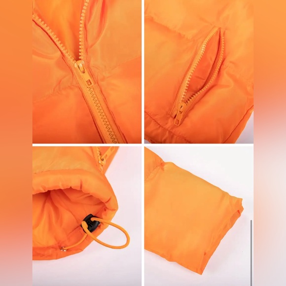 Cropped Puffer Jacket-Orange - Picture 6 of 6